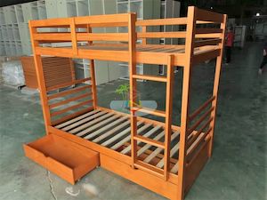 Furniture: Tina# NZ Pine Simplicity Bed Frame | Single+Single | Pine color