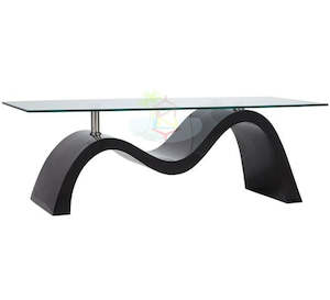 Myron# Glass Top High Gloss Glass Top Coffee Table | Black color| TR