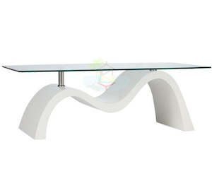 Myron# Glass Top High Gloss Glass Top Coffee Table | White color| TR