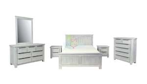 Furniture: Amanda# NZ Pine White Wash White Wash Bedroom Suite | Queen| TR