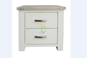 Ashland# Acacia White&Wood Ash Top Bedside Table| TR