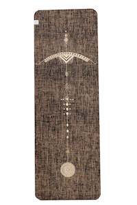 Bow Arrow: Bow and Arrow Design Printed on black coloured PER and Organic Jute Yoga Mat.