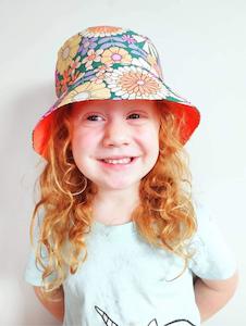 Bucket Hat - Kiwi Hats for Kiwi Kids! Orange Blooms