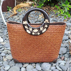 Beautiful Hand Woven Bag with Wooden Handles | Yompai  NZ