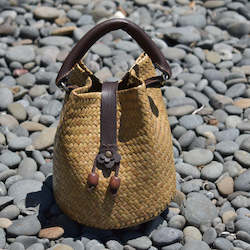 Krajood Woven Tote Handbag with Leather Handle | Yompai  NZ