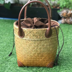 Handwoven Tote Bag with Leather Handles  |  Yompai NZ