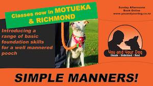 Products: Simple Manners 5-session Course MOTUEKA starts Sunday 16/2 @ 4-5 PM