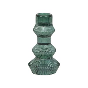 Midnight Forest Sage Glass Candlestick Holder - Tall