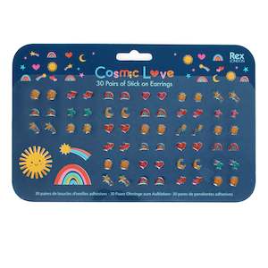 Toy wholesaling: Stick on earrings (30 pairs) - Cosmic Love