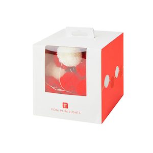 Red And White Pom Pom Lights, 20 LED, 2m