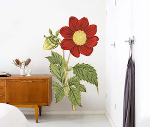 Crimson Flowered Dahlia Wall Decal