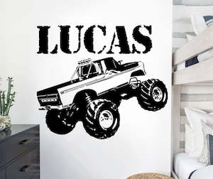 Monster Truck With Custom Name Wall Decal