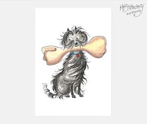 Hairy Maclary Sitting with a Bone Art Print