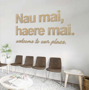 Wooden Wall Art Nz Made: Nau Mai, Haere Mai - Bamboo