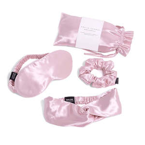 Bridal Essentials Silk Pack - Blush Pink - 100% Mulberry Silk - Eyemask, Headband, Scrunchie