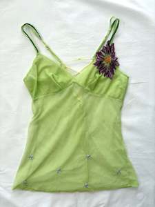 00’s Lace up green cami | Size 8-10