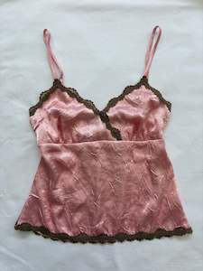 Womenswear: 00’s Pink and brown crinkle cami | Size small