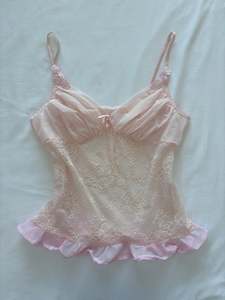 00’s Pink lace ruffle cami | Size 10