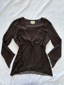 00’s Brown flared top | Large