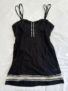 00’s Black milkmaid mini dress | Size medium