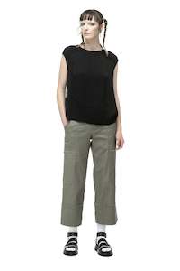 WOMENS: SERVICE TROUSER IN GREEN SMOKE, SS25