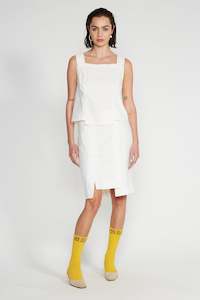 WOMENS: PANEL SKIRT IN IVORY, S23