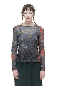 Womens Tee Shirts: STANDARD LONG SLEEVE IN CLANS PRINT, SS25