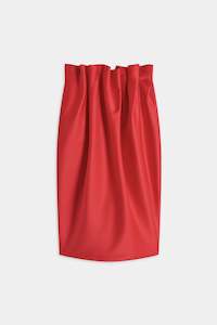 PLEATED WAIST PENICIL SKIRT IN RED, SS24