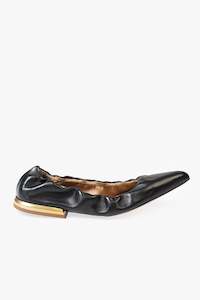 Womens Shoes: DRIES LEATHER FLATS IN BLACK, SS24