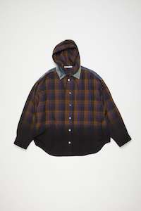 Hooded Button-up Shirt In Purple/brown, Fw24