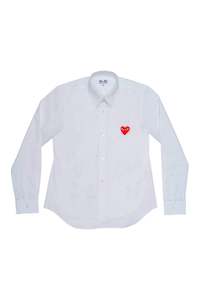 Mens Shirt Woven With Red Heart In White, Ss24