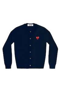 Cardigan With Red Heart In Navy, Ss24