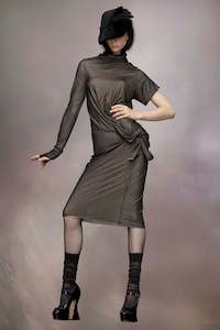 Asymmetric Ruched Dress In Black, Ss24