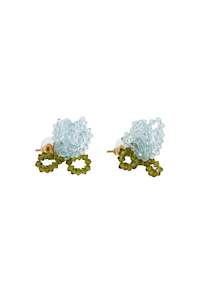 CLUSTER CRYSTAL FLOWER STUD EARRING IN BLUE/KHAKI, SS24