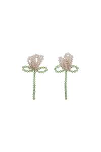 CLUSTER CRYSTAL FLOWER EARRING IN NUDE/MINT,SS24