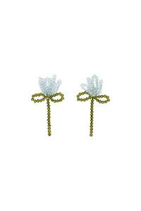 Cluster Crystal Flower Earring In Blue/khaki, Ss24