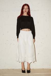 Simone Rocha: ELASTICATED COTTON BOXING SHORT WITH TRIM IN WHITE, AW23