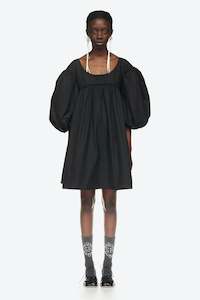 Scoop Neck Puff Sleeve Mini Dress In Black, Aw23