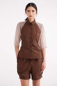 Womens Tops: SHIRT HALTER IN CACAO, S25