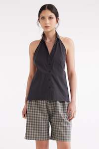 Shirt Halter In Charcoal, S25