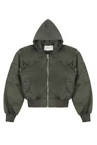 HOODED BROAD BOMBER IN JADE, DROP 9