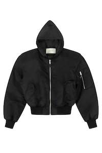 Womens Coats Jackets: HOODED BROAD BOMBER IN OIL, DROP 9