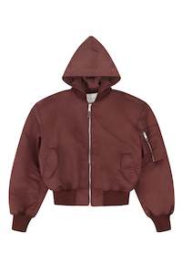 HOODED BROAD BOMBER IN GARNET, DROP 9