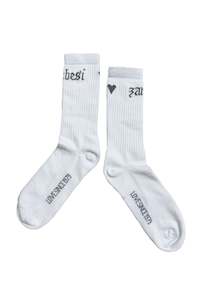 Heart Sox In White/grey