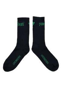 Womens Accessories: HEART SOX IN BLACK/GREEN