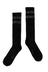 Socks: STRIPE SOX LONG IN BLACK STRIPE, W23