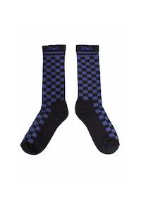 Checkerboard Socks In Black/blue