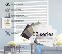 E2 Series Semi Blockout Zebra Blinds - 6 Colour Options Available