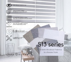 S13 Series Semi Blockout Zebra Blinds - 4 Colour Options Available