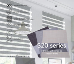 S20 Series Blockout Zebra Blinds - 3 colour options